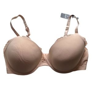 Aerie Brooke Plunge Bra in Natural Nude Lace Trim Size 36DD